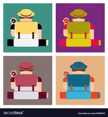 Tourist hipster man with a suitcase and a compass vector image