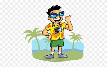 Tourist With Camera Royalty Free Vector Clip Art Illustration - Free Time Clip Art