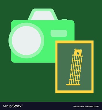 Tourist with pisa tower and camera vector image