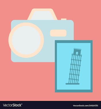 Tourist with pisa tower and camera vector image