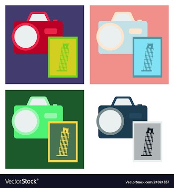 Tourist with pisa tower and camera vector image