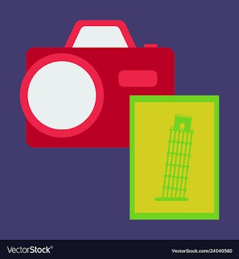 Tourist with pisa tower and camera vector image