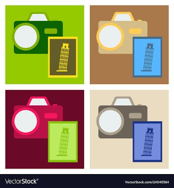 Tourist with pisa tower and camera vector image