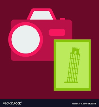 Tourist with pisa tower and camera vector image