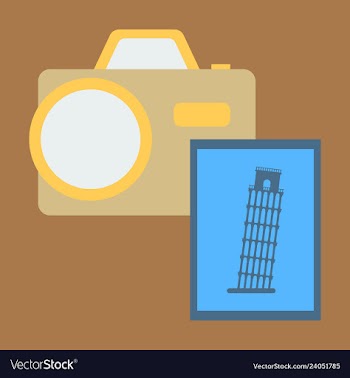 Tourist with pisa tower and camera vector image