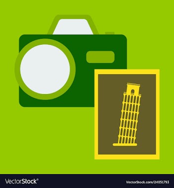 Tourist with pisa tower and camera vector image