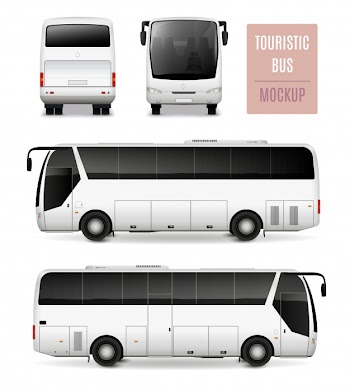 Touristic bus realistic advertising template Free Vector