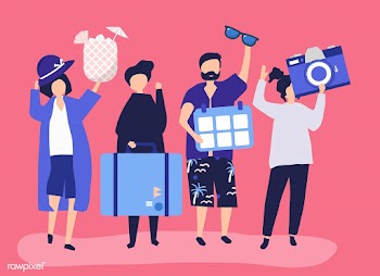 Tourists going on a tropical holiday | Free stock vector - 479116