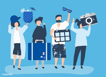 Tourists going on a tropical holiday | Free stock vector - 480901