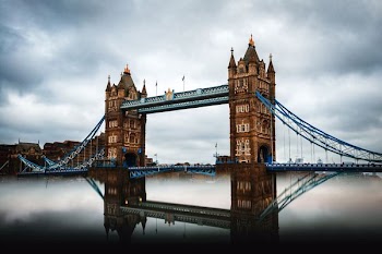 Tower bridge under gray sky