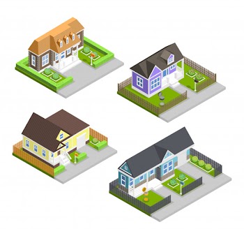 Town houses composition Free Vector