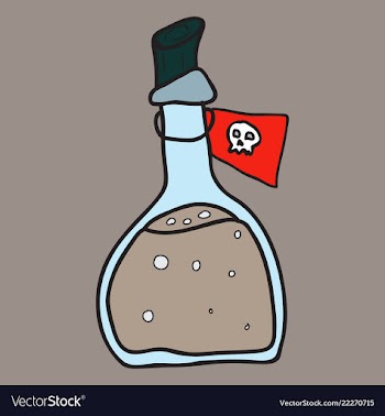 Toxic potion in small glass bottle with cork and vector image