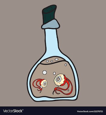 Toxic potion in small glass bottle with cork and vector image