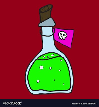 Toxic potion in small glass bottle with cork and vector image
