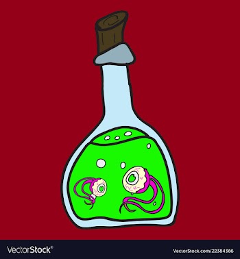Toxic potion in small glass bottle with cork and vector image