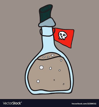 Toxic potion in small glass bottle with cork and vector image