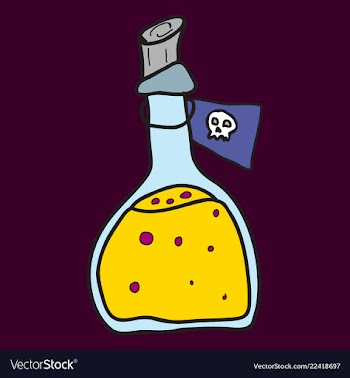 Toxic potion in small glass bottle with cork and vector image