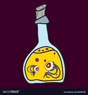 Toxic potion in small glass bottle with cork and vector image