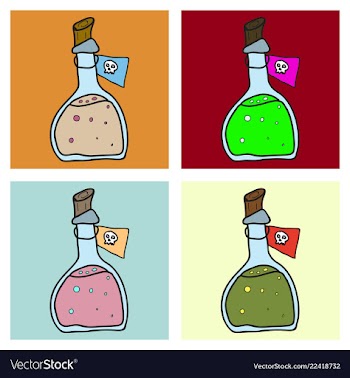 Toxic potion in small glass bottle with cork and vector image