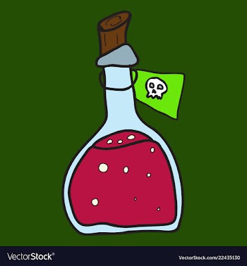 Toxic potion in small glass bottle with cork and vector image