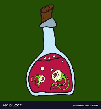Toxic potion in small glass bottle with cork and vector image