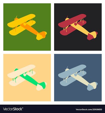 Toy airplane flying in flat style on background vector image