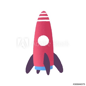 Toy rocket flat vector illustration