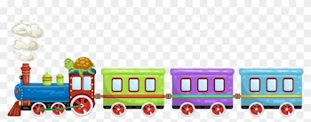 Toy Train Cartoon Illustration - Train With People Cartoon