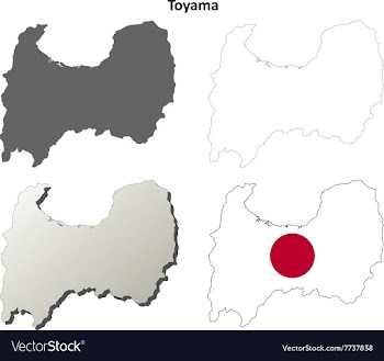 Toyama blank outline map set vector image
