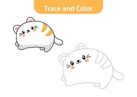 Trace and color for kids, cat vector Free Vector