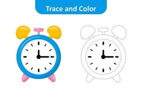 Trace and color for kids, clock vector Free Vector