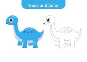 Trace and color for kids, dinosaur vector Free Vector