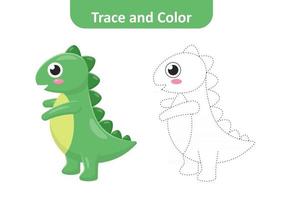 Trace and color for kids, dinosaur vector Free Vector