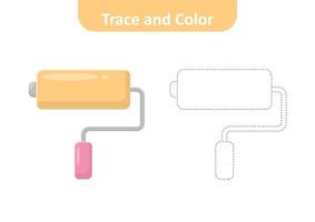 Trace and color for kids, paint roller vector Free Vector