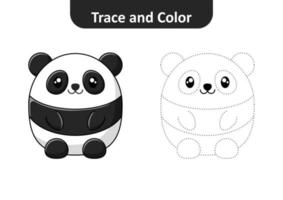 Trace and color for kids, panda vector Free Vector