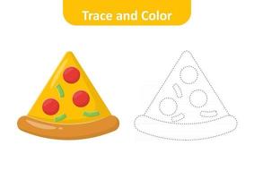 Trace and color for kids, pizza vector Free Vector