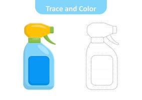 Trace and color for kids, spray bottle vector Free Vector