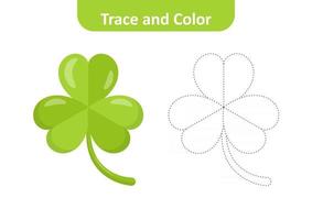 Trace and color for kids, three leaf clover vector Free Vector