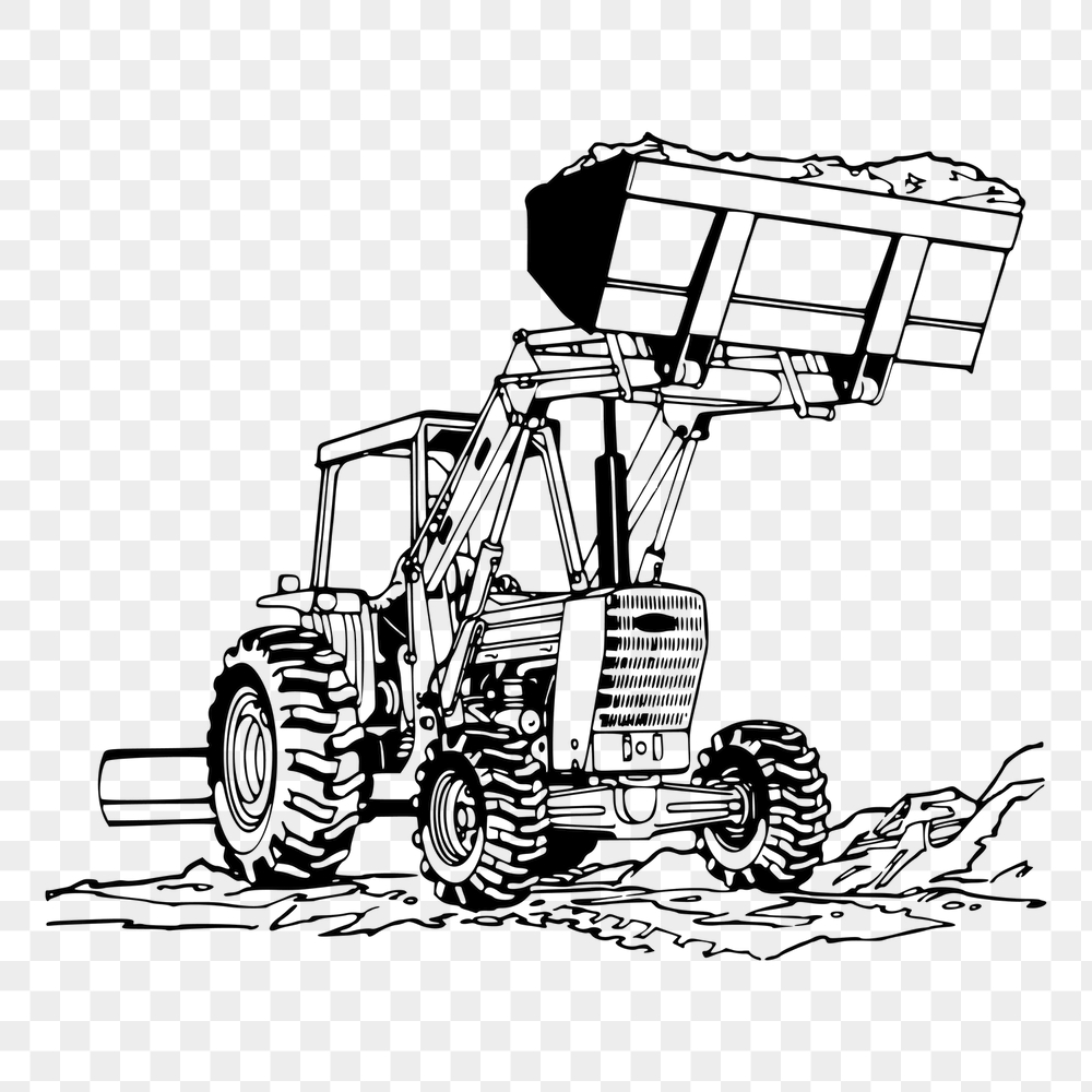 Tractor loader png sticker, vintage | Free PNG - rawpixel