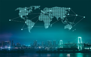  Trade and Commerce - World Map Over City at Night 