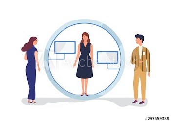 Trade fair stand flat vector illustrations