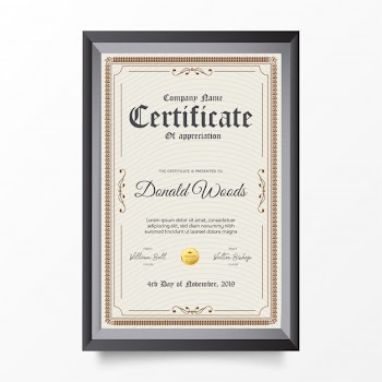 Traditional certificate vertical with ornaments Free Vector