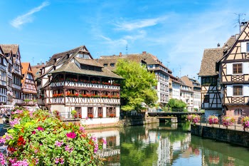 Traditional colorful houses in La Petite France, Strasbourg, Alsace,...
