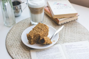 Traditional Czech honey cake with caffe latte 