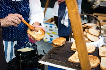 Traditional Czech toasted bread with garlic 