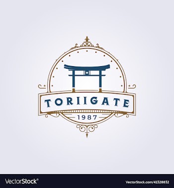 traditional japanese torii gate logo vintage line