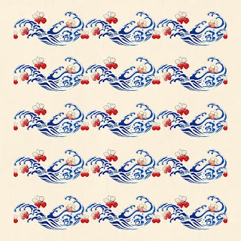Traditional Japanese wave pattern brush vector set, remix of artwork by Watanabe Seitei