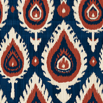 Traditional Uzbek Ikat Pattern in Indigo and Terracotta
