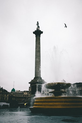 Trafalgar Square, London, England Under Gray Sky