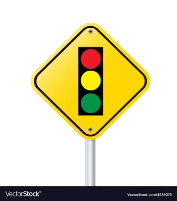  					Traffic light over yellow sign vector image														